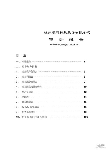 Thumbnail Hangzhou Shunwang Technology Financial Statement 2018
