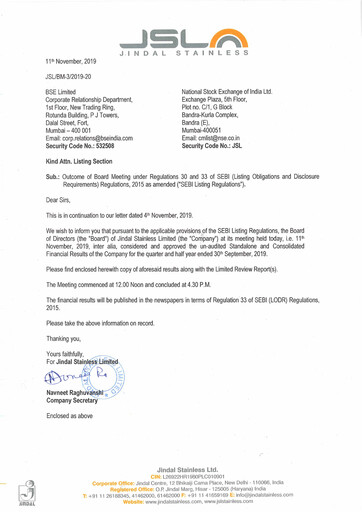 Thumbnail Jindal Stainless Quarterly Report 2019-q2