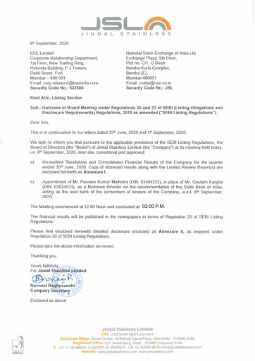Thumbnail Jindal Stainless Quarterly Report 2020-q1