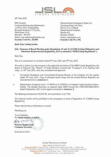 Thumbnail Jindal Stainless Quarterly Report 2021-q1