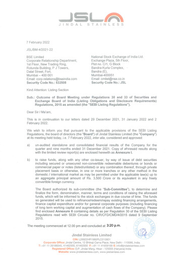 Thumbnail Jindal Stainless Quarterly Report 2021-q4