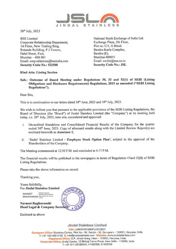 Thumbnail Jindal Stainless Quarterly Report 2023-q1