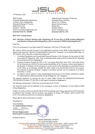 Thumbnail Jindal Stainless Quarterly Report 2023-q2