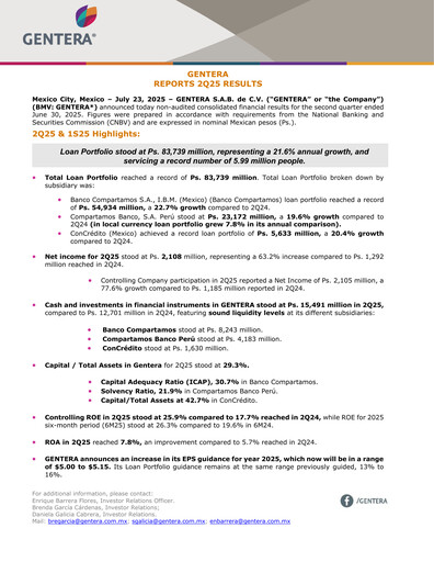 Vorschaubild Gentera, S.A.B. de C.V. Quartalsbericht 2025-q2