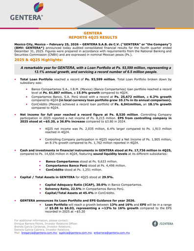 Vorschaubild Gentera, S.A.B. de C.V. Quartalsbericht 2025-q4