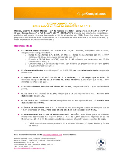 Thumbnail Gentera, S.A.B. de C.V. Quarterly Report 2012-q4