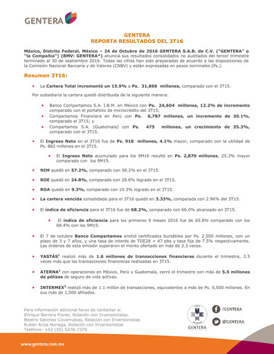 Thumbnail Gentera, S.A.B. de C.V. Quarterly Report 2016-q3