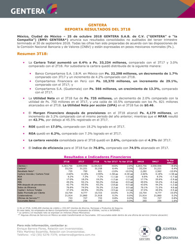 Thumbnail Gentera, S.A.B. de C.V. Quarterly Report 2018-q3
