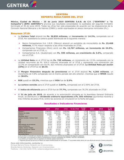 Thumbnail Gentera, S.A.B. de C.V. Quarterly Report 2019-q2