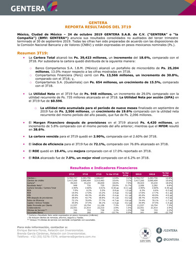 Thumbnail Gentera, S.A.B. de C.V. Quarterly Report 2019-q3