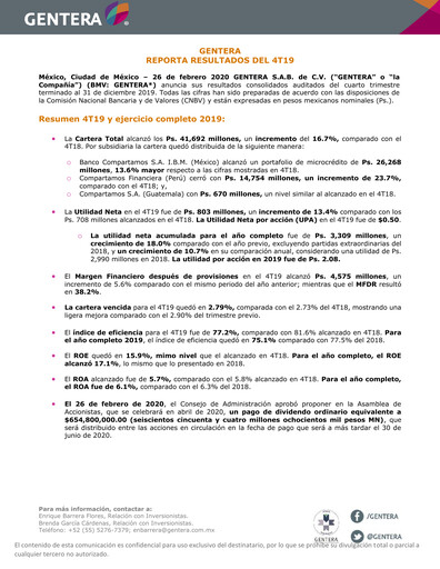 Thumbnail Gentera, S.A.B. de C.V. Quarterly Report 2019-q4