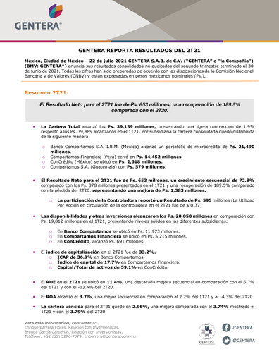 Thumbnail Gentera, S.A.B. de C.V. Quarterly Report 2021-q2