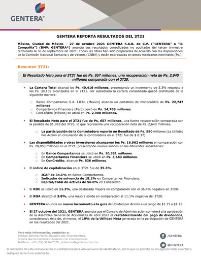 Thumbnail Gentera, S.A.B. de C.V. Quarterly Report 2021-q3