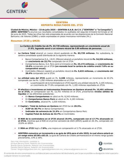 Vorschaubild Gentera, S.A.B. de C.V. Quartalsbericht 2025-q2