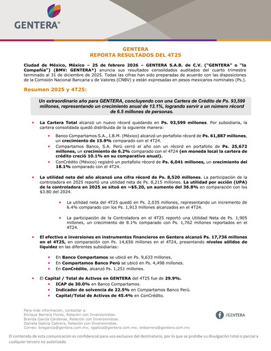 Vorschaubild Gentera, S.A.B. de C.V. Quartalsbericht 2025-q4
