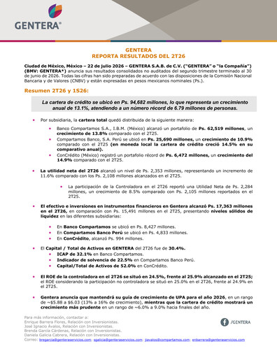 Thumbnail Gentera, S.A.B. de C.V. Quarterly Report 2026-q2