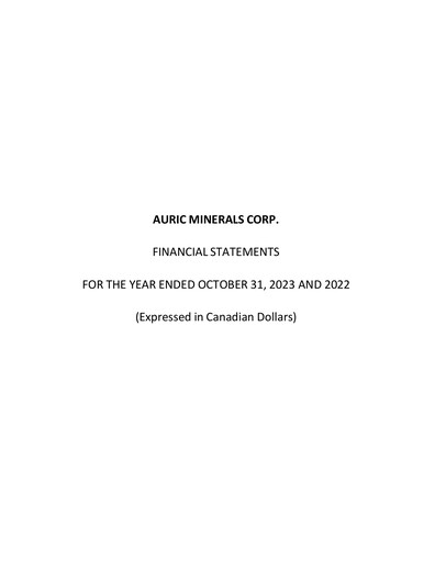 Thumbnail Auric Minerals Financial Statement 2023