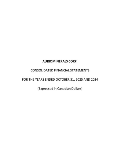 Thumbnail Auric Minerals Financial Statement 2025