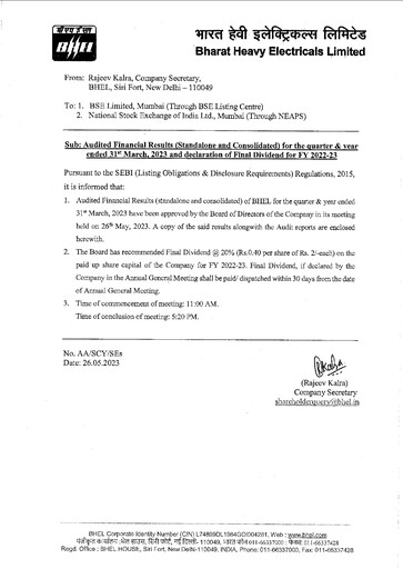 Thumbnail Bharat Heavy Electricals Limited Financial Statement 2022-2023