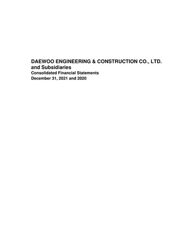 Thumbnail Daewoo Engineering & Construction Financial Statement 2021