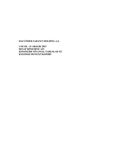 Thumbnail Sabancı Holding
 Financial Statement 2013