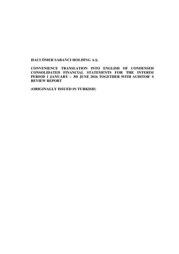 Thumbnail Sabancı Holding
 Half-year Report 2016