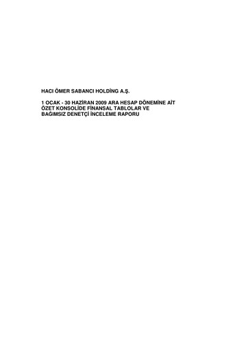 Thumbnail Sabancı Holding
 Half-year Report 2009