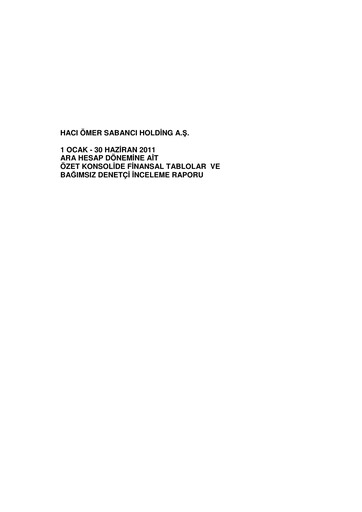 Thumbnail Sabancı Holding
 Half-year Report 2011
