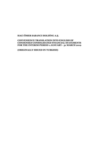 Miniature Sabancı Holding
 Rapport trimestriel 2019-q1