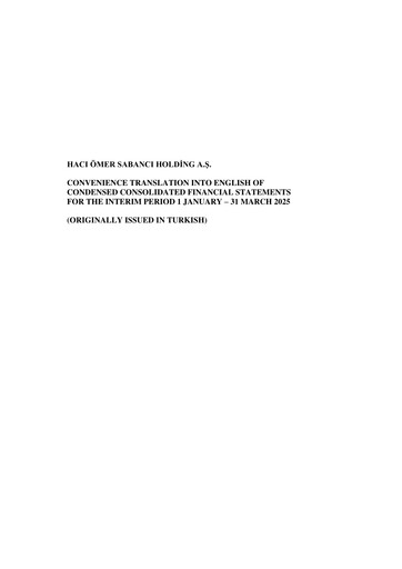Vorschaubild Sabancı Holding
 Quartalsbericht 2025-q1