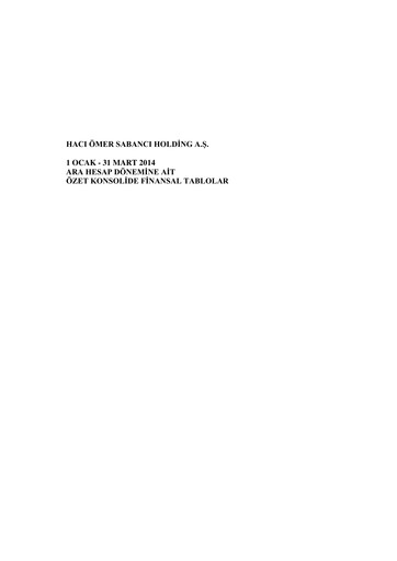 Miniature Sabancı Holding
 Rapport trimestriel 2014-q1