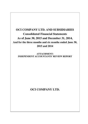 Miniature OCI Holdings Company Rapport semestriel 2015-h1