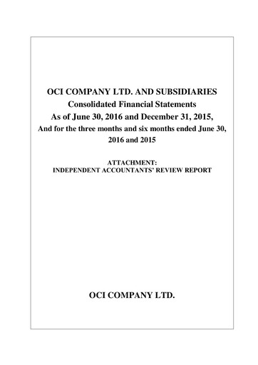 Miniature OCI Holdings Company Rapport semestriel 2016-h1
