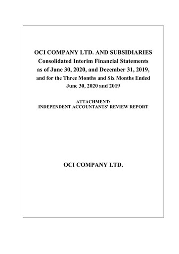 Miniature OCI Holdings Company Rapport semestriel 2020-h1