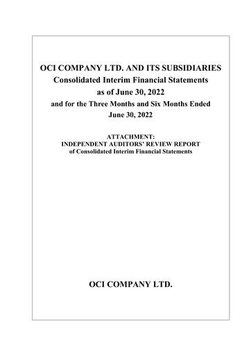 Miniature OCI Holdings Company Rapport semestriel 2022-h1