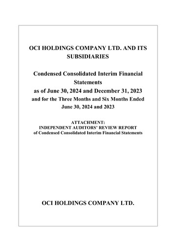 Miniature OCI Holdings Company Rapport semestriel 2024-h1