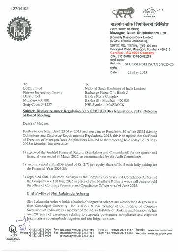 Thumbnail Mazagon Dock Shipbuilders Limited Financial Statement 2025