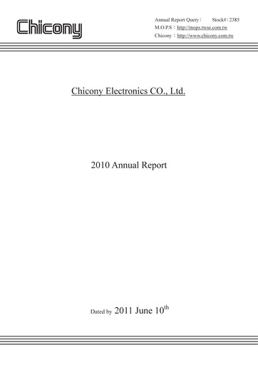 Thumbnail Chicony Electronics Annual Report 2010