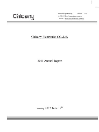 Thumbnail Chicony Electronics Annual Report 2011