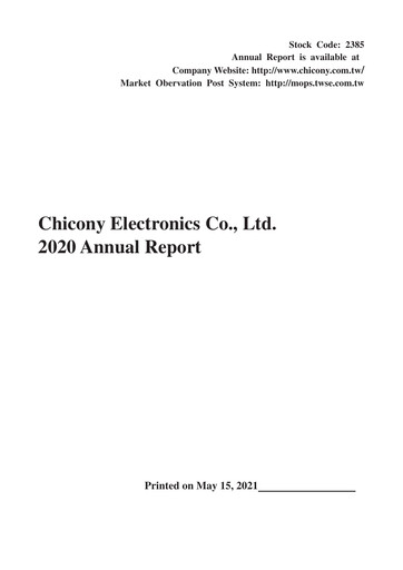 Thumbnail Chicony Electronics Annual Report 2020