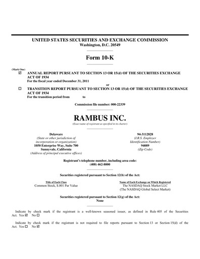 Thumbnail Rambus Annual Report 2011