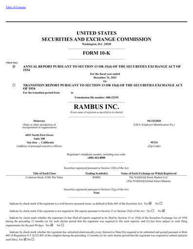 Thumbnail Rambus Annual Report 2023
