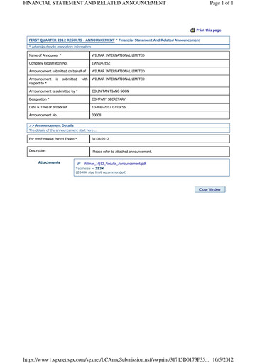 Thumbnail Wilmar International Quarterly Report 2012-q1