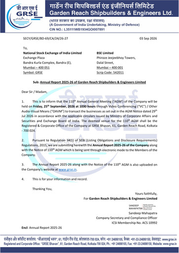 Thumbnail Garden Reach Shipbuilders & Engineers Limited Annual Report 2025-2026