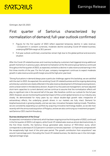 Thumbnail Sartorius Quarterly Report 2023-q1