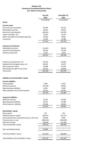 Thumbnail Radware Financial Statement 2022-q2