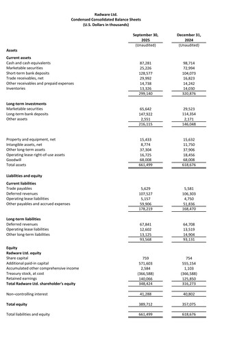 Thumbnail Radware Financial Statement 2025-q3