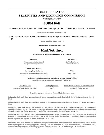 Thumbnail RadNet Annual Report 2023