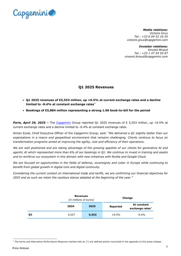Thumbnail Capgemini Quarterly Report 2025-q1