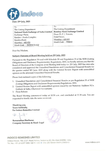 Thumbnail Indoco Remedies
 Quarterly Report 2023-q1